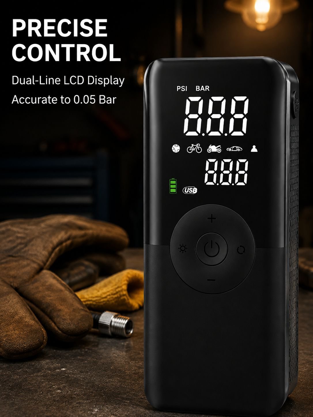 Smart car air pump inflating a car tire