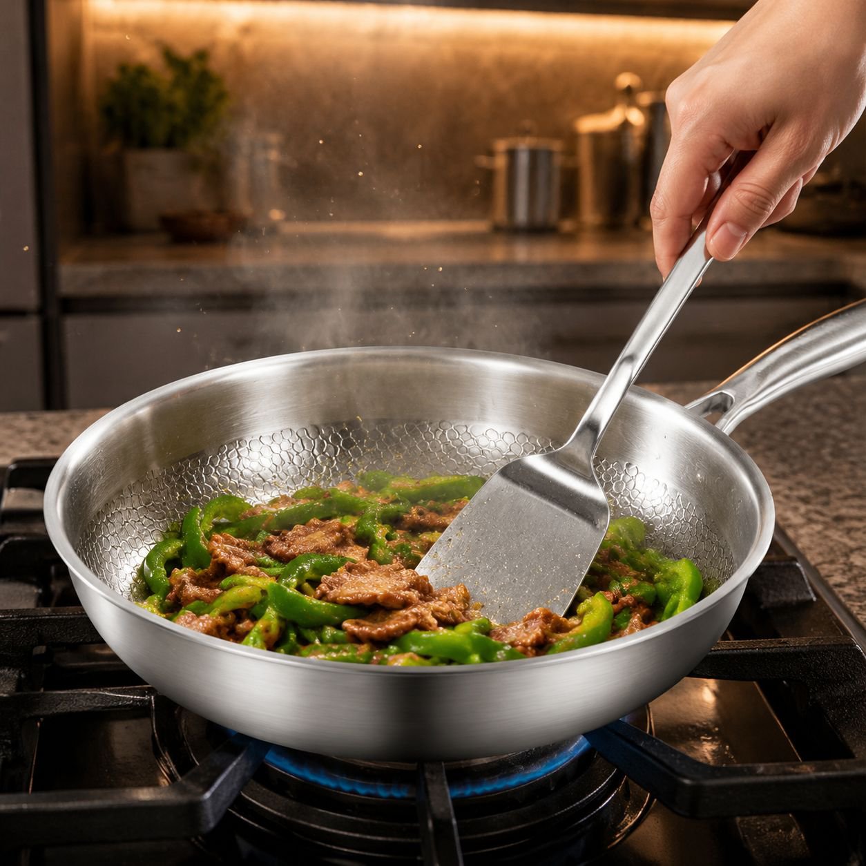 Uncoated Non-stick Frying Pan