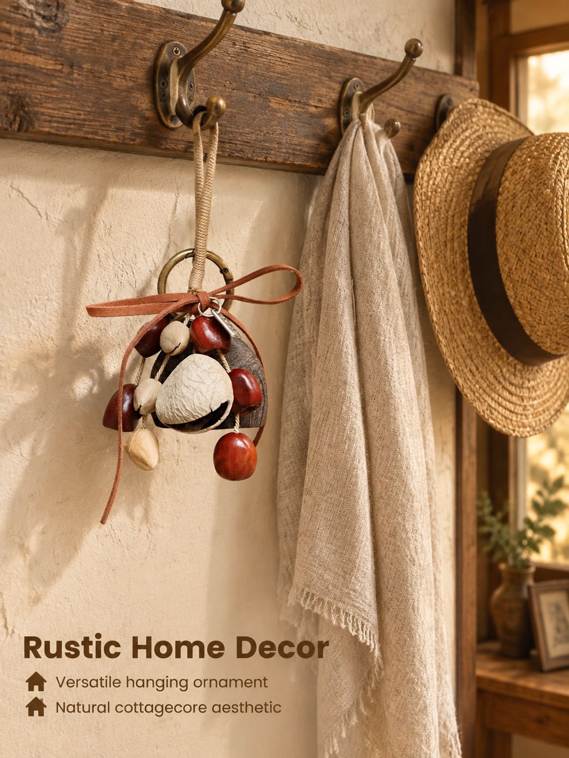 Decorative natural nut shell charm with soft rattling sounds