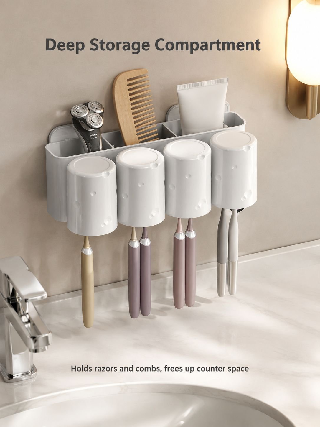 No-Drill Suction Toothbrush Stand