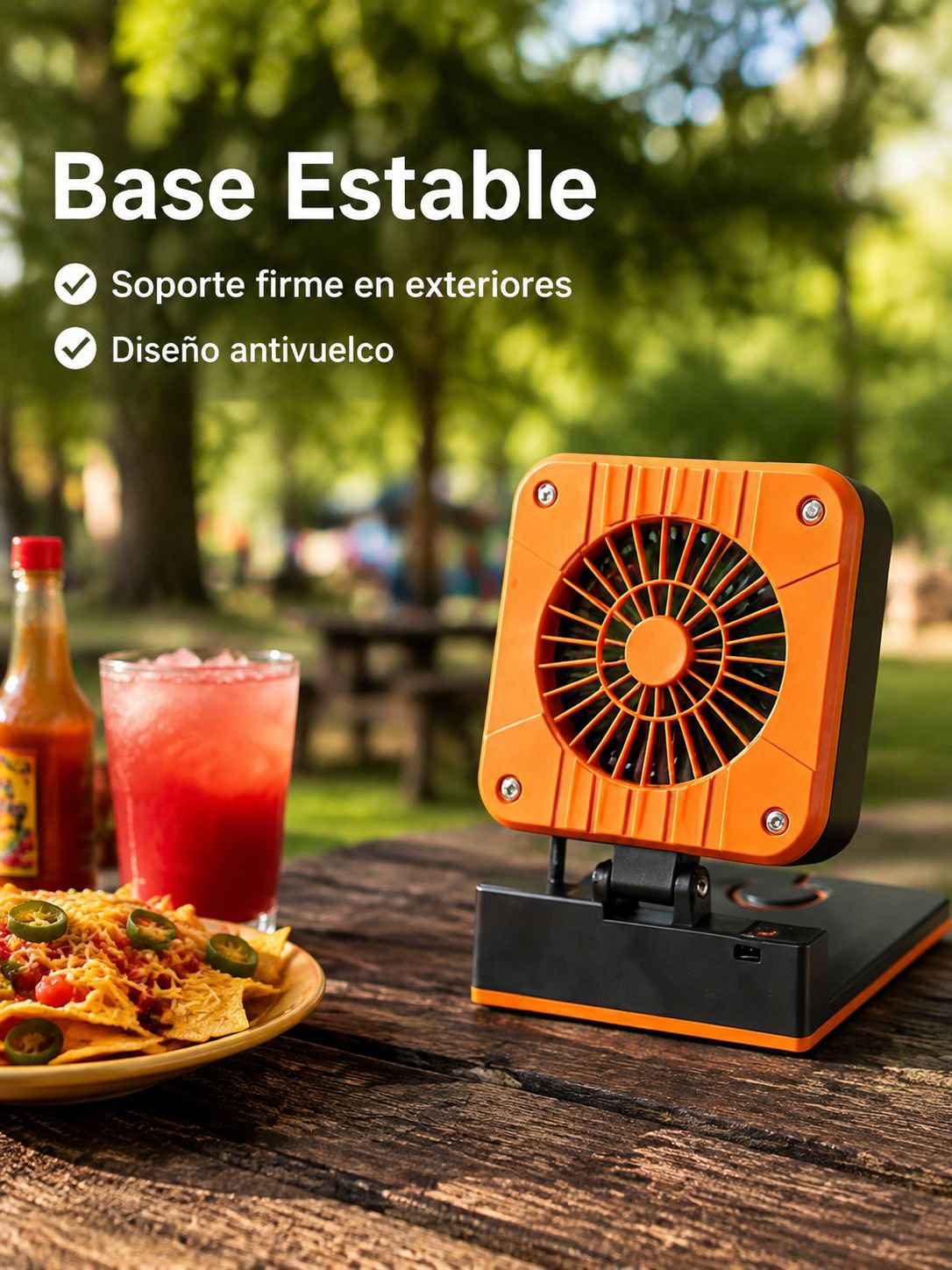Ventilador solar proporcionando aire fresco en una excursión
