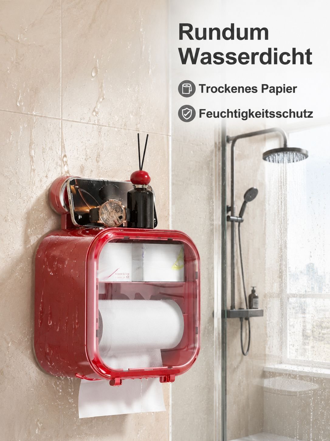 Wandmontierter wasserdichter Toilettenpapierhalter mit Saugnapf