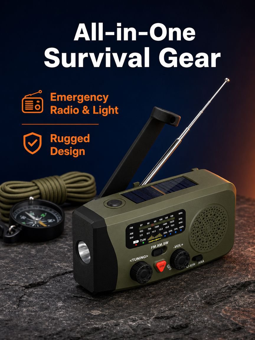 Multi-functional Emergency Radio Flashlight