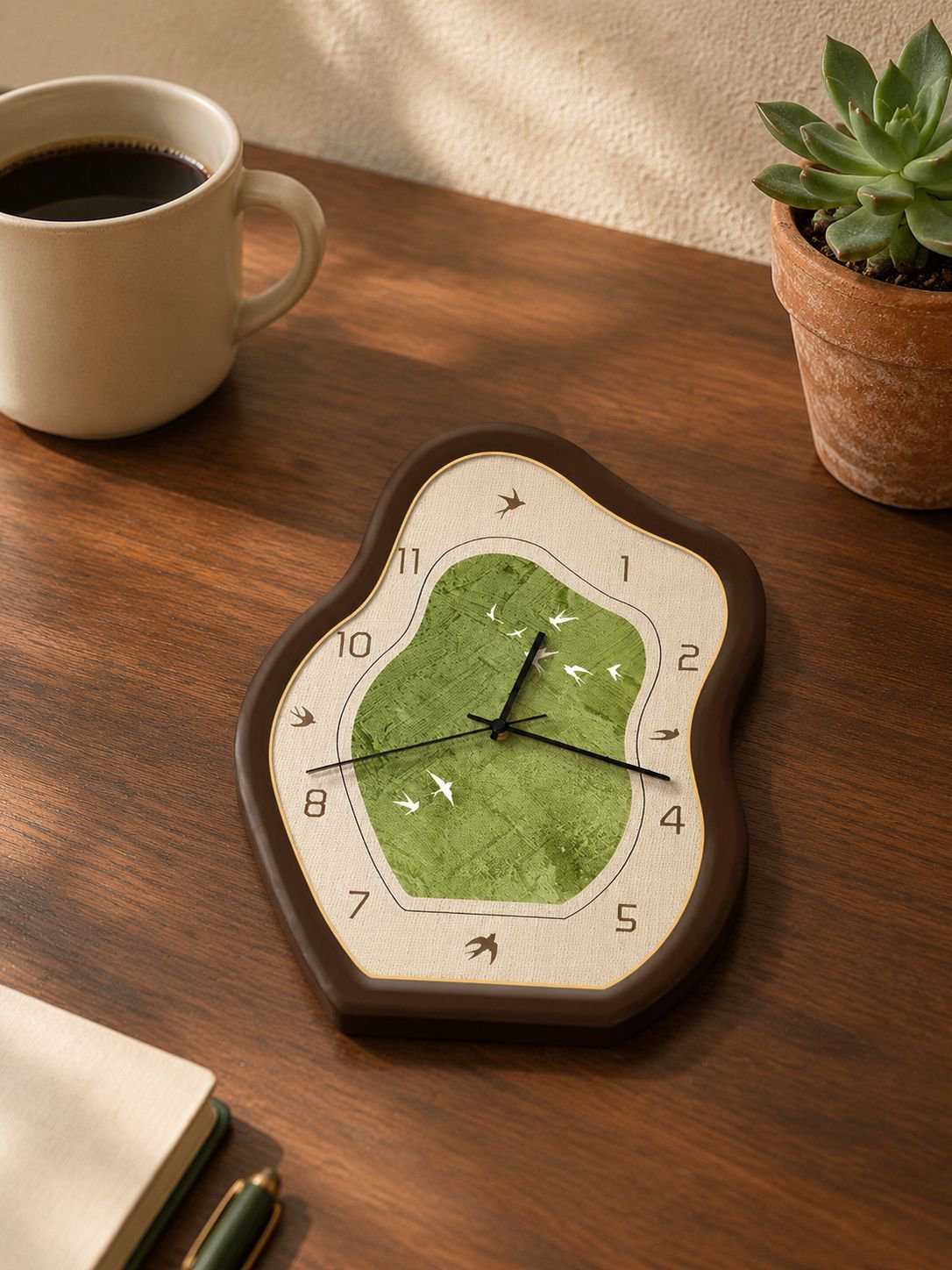 Accesorio decorativo de reloj con naturaleza verde