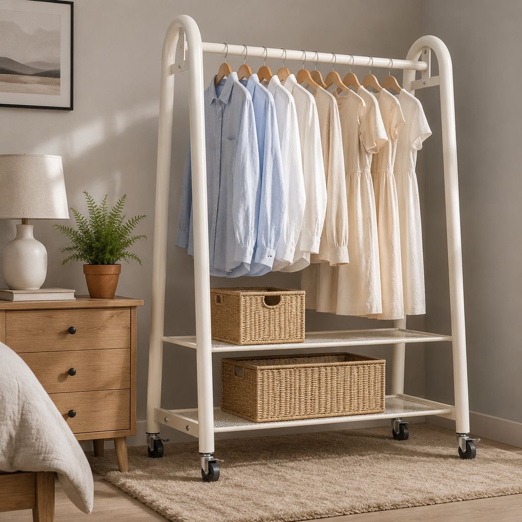 Indoor Movable Floor Clothes Storage Rack