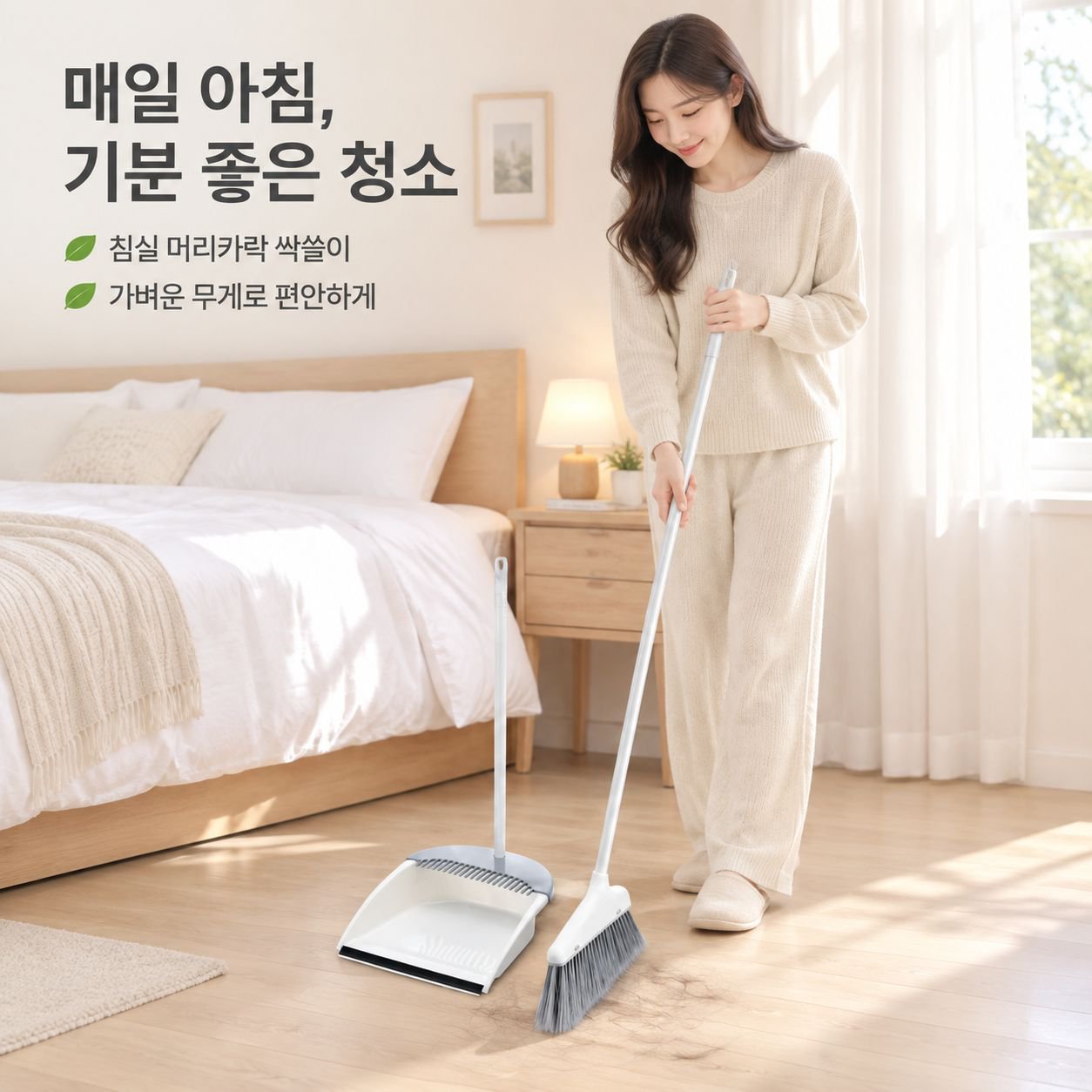 다기능 빗살 빗자루와 쓰레받기