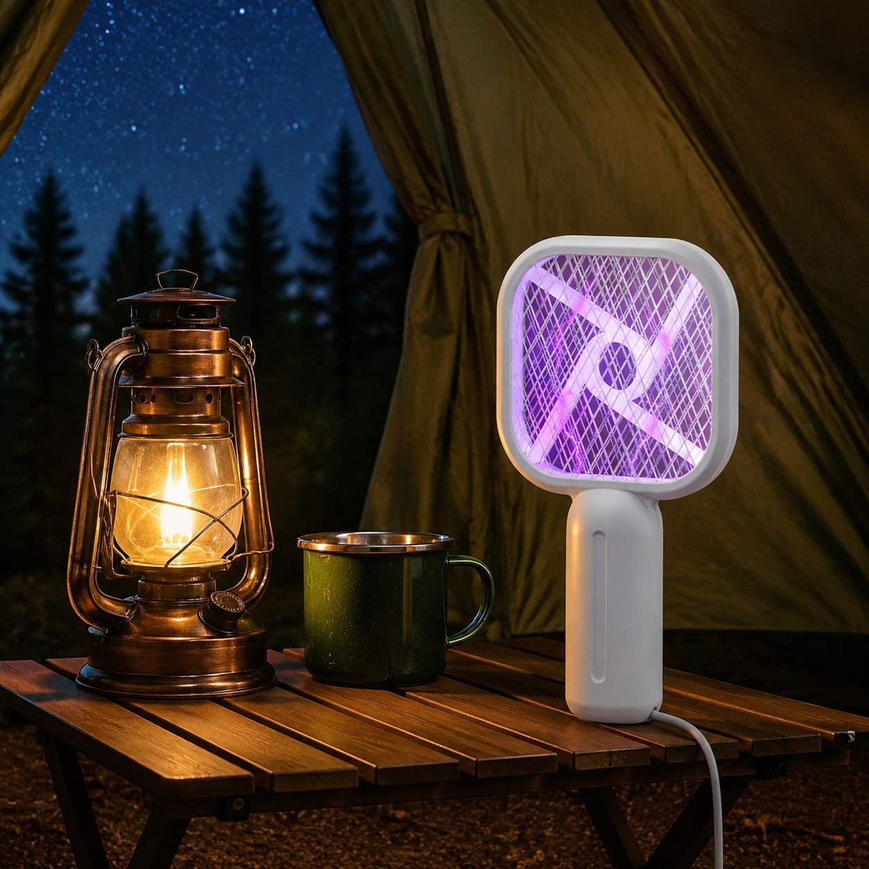 Safe electric swatter with protective mesh