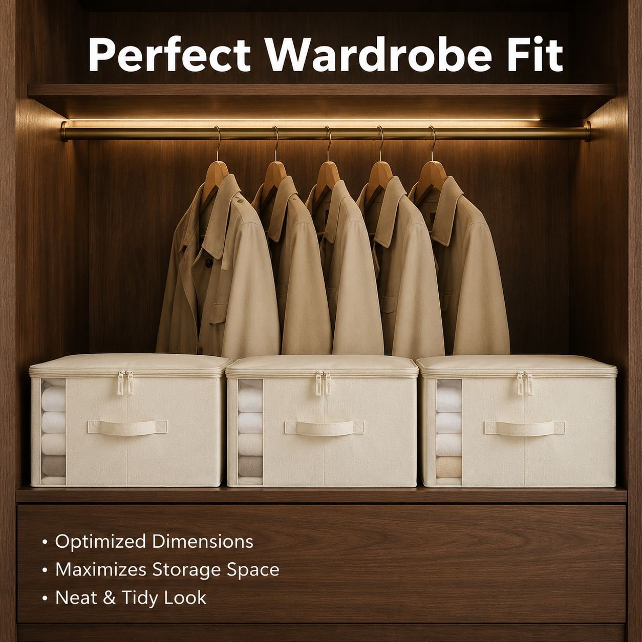 Foldable Fabric Clothing Storage Box with Clear Window