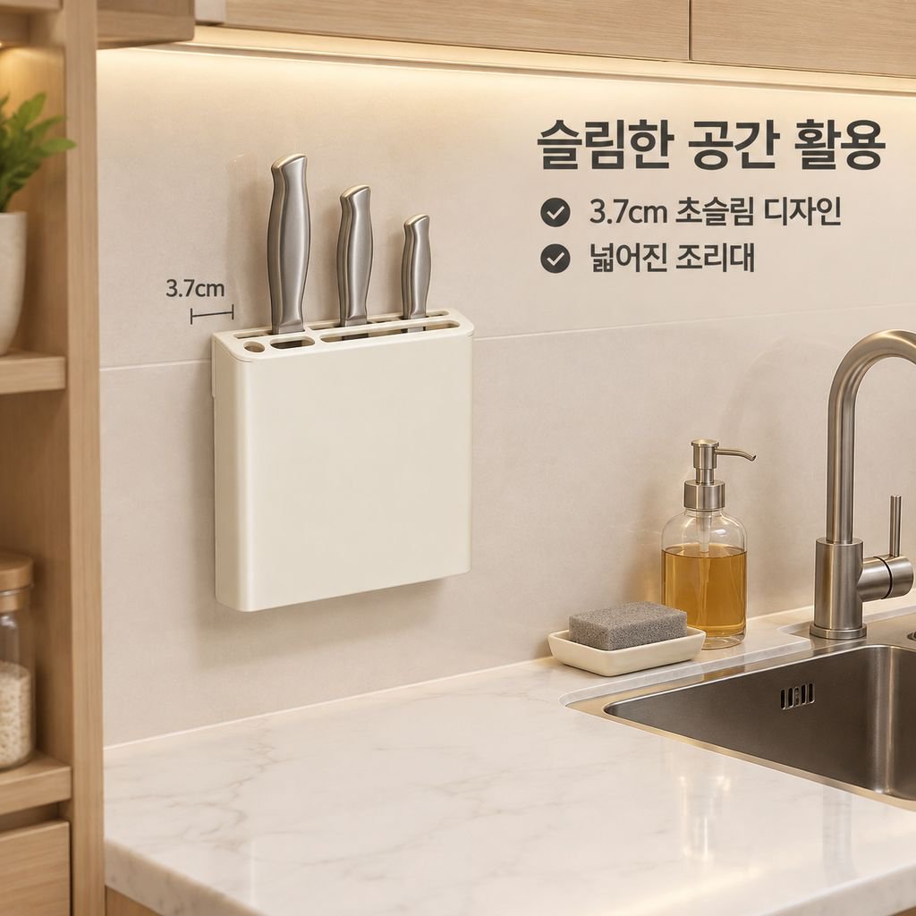 벽걸이 다기능 칼꽂이 수저통 일체형 정리대