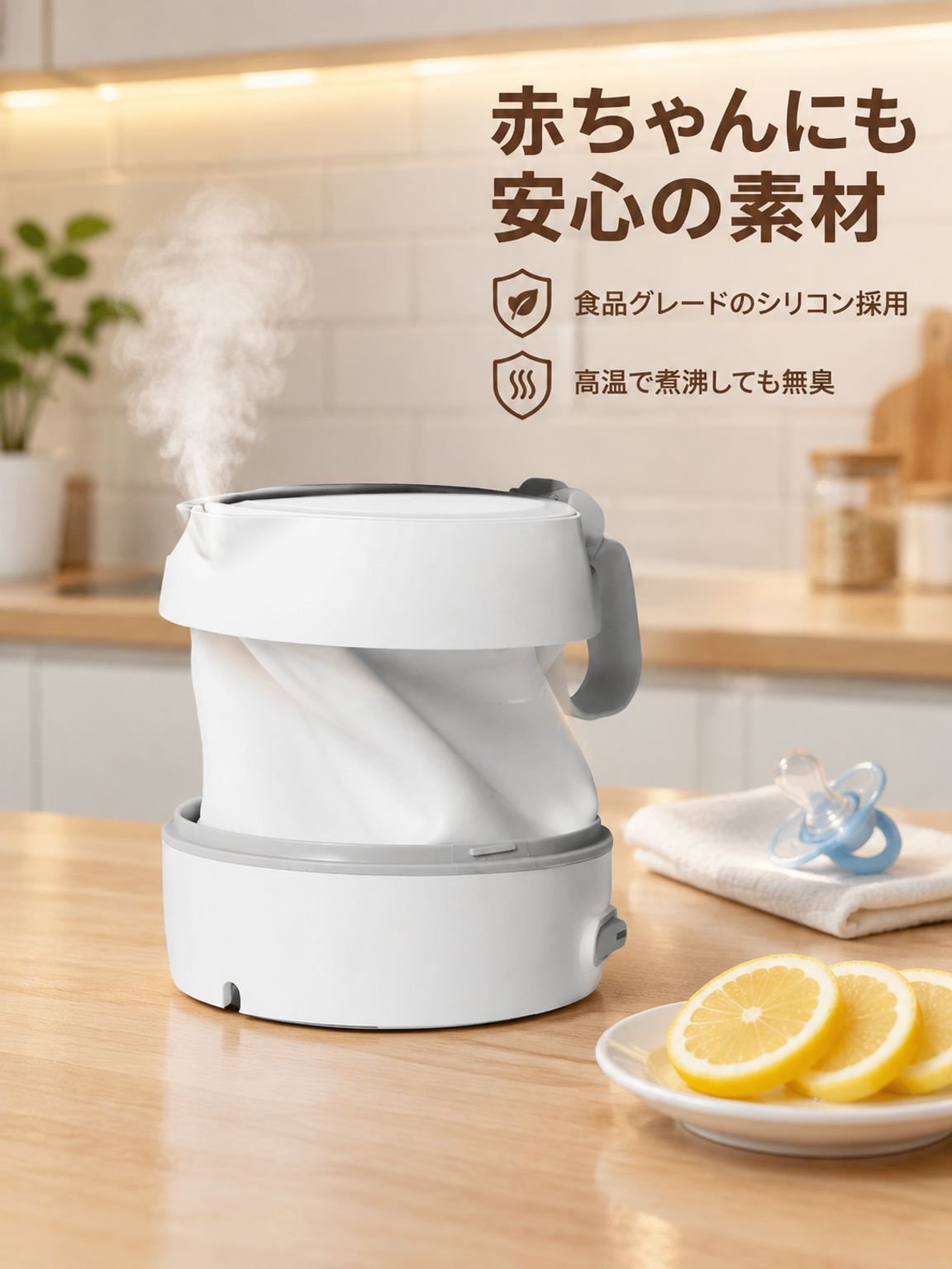 旅行用折りたたみ式シリコン製電気ケトル