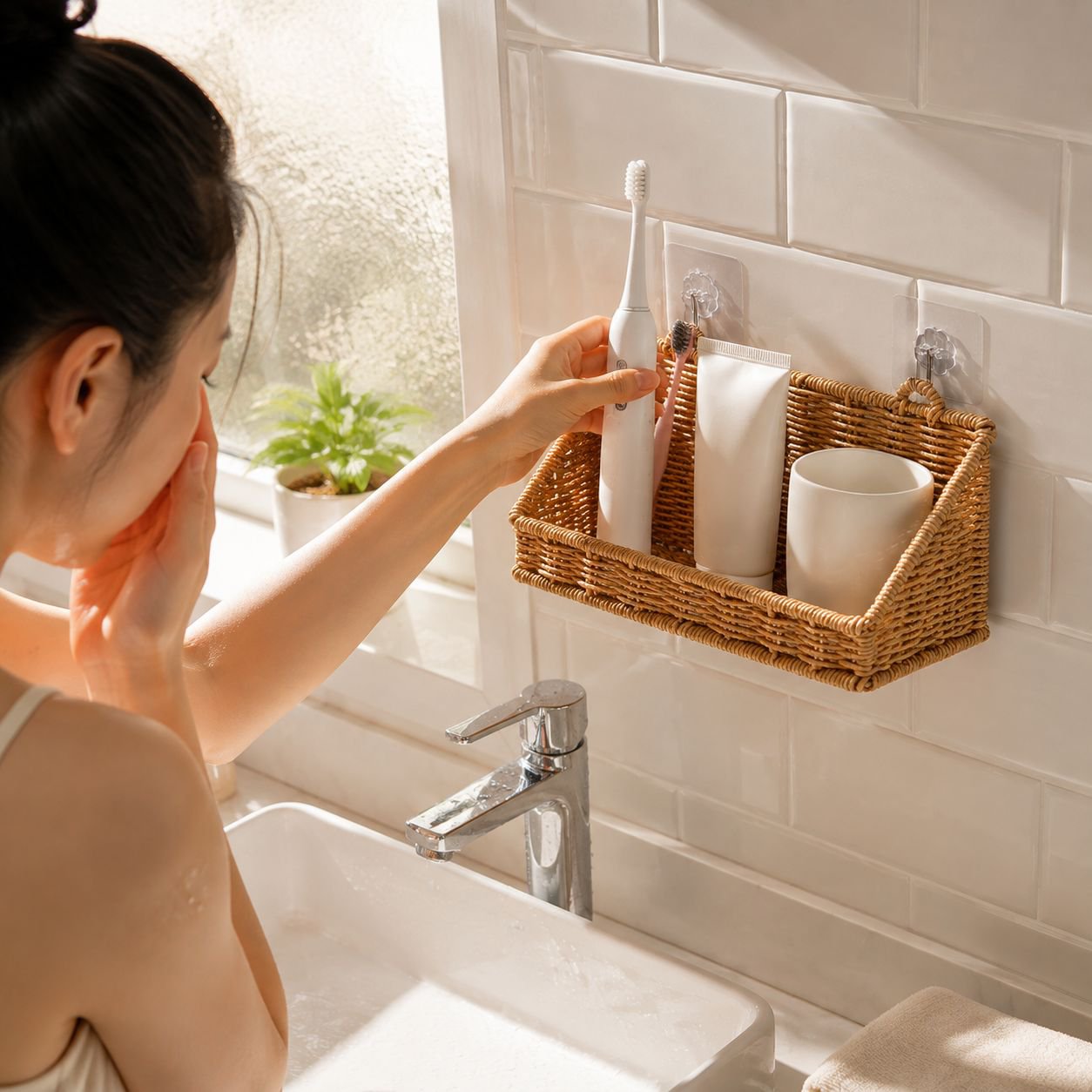 Easy to install plastic storage basket
