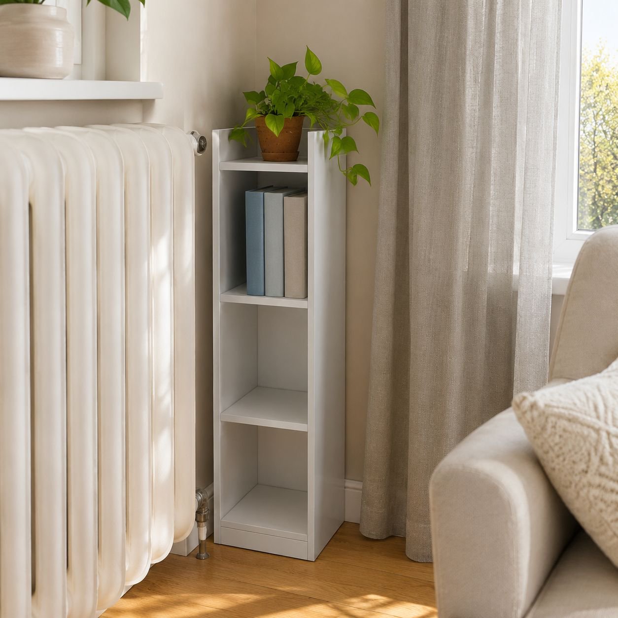Multi-functional Corner Storage Cabinet in modern living room