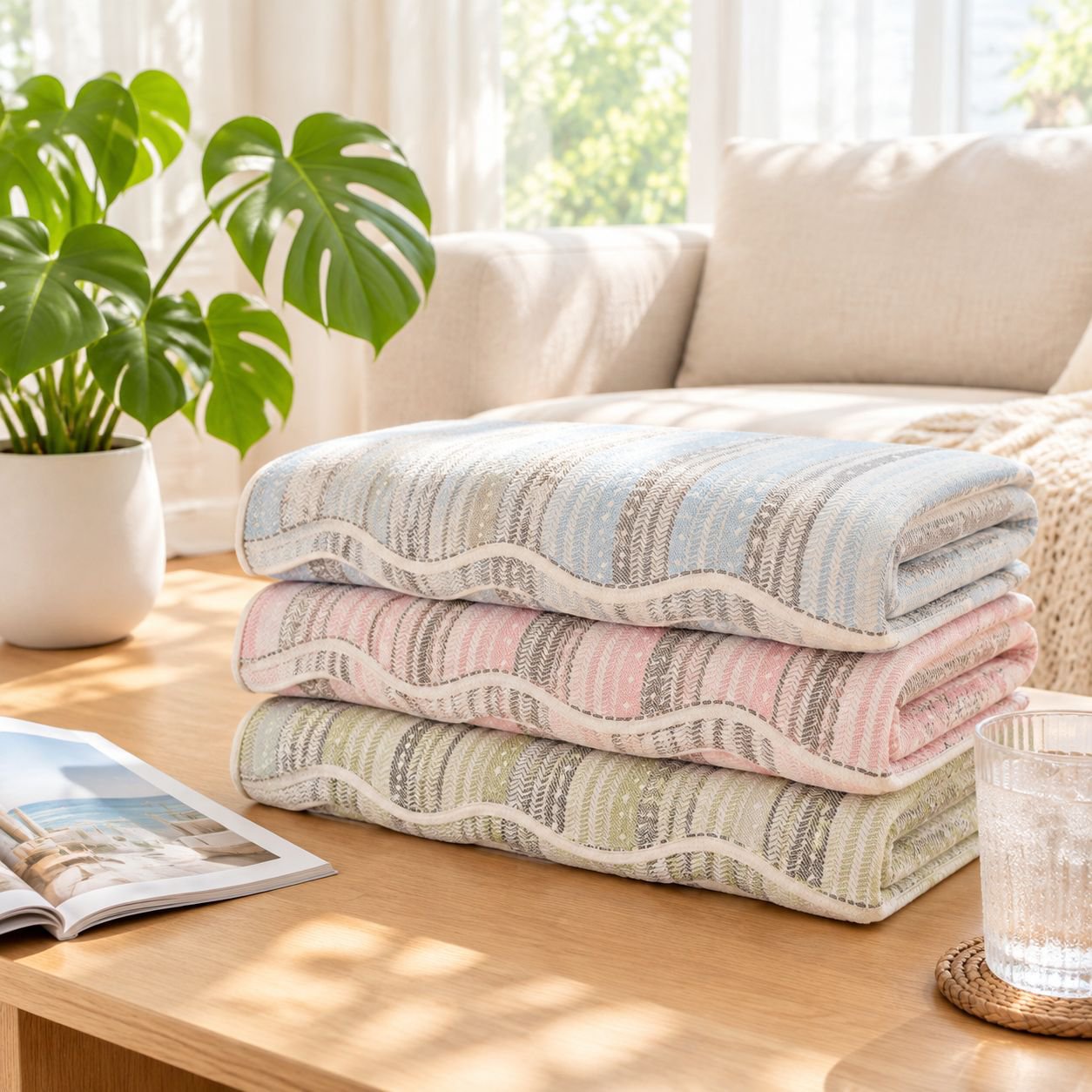 giipet - Layered Wave Texture Sofa Cushion Fabric Sofa Cushion