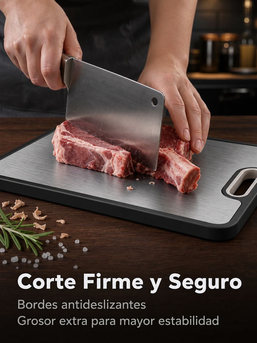 Tabla de cortar multifuncional de plástico y acero inoxidable de grado alimenticio