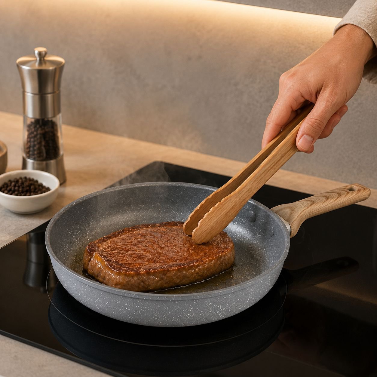 Poêle à steak en pierre Maifan, saine et sans fumée