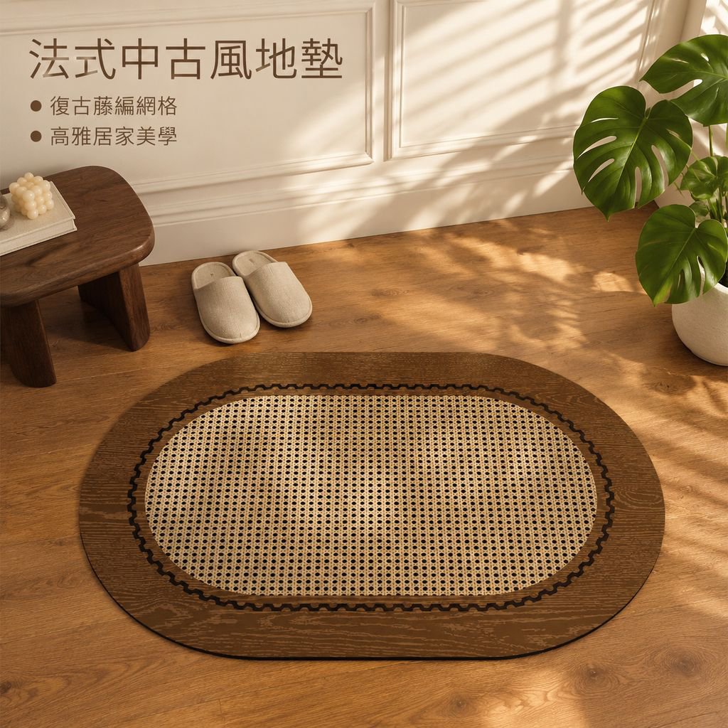 法式中古風矽藻泥浴室吸水地墊