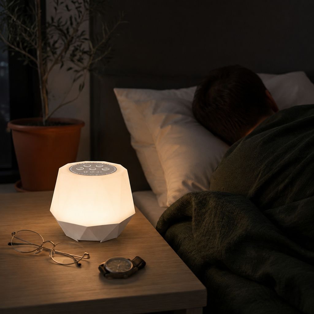 Portable Colorful Night Light, Smart White Noise Soother, Rechargeable Timer Night Lamp