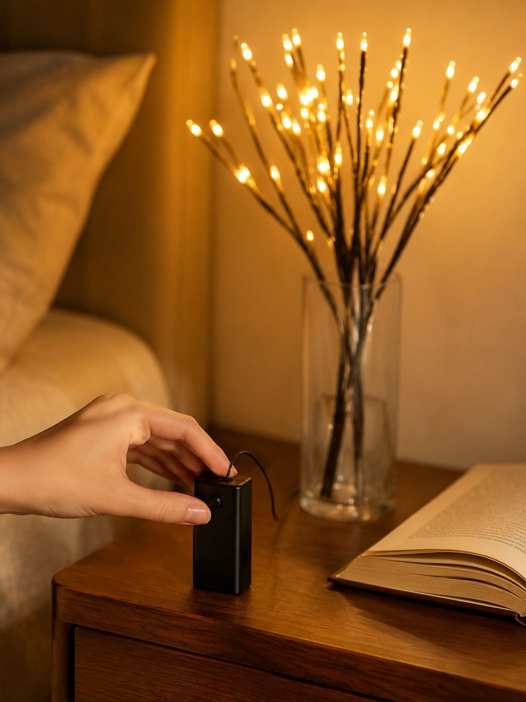 Luz nocturna con diseño de ramas y estrellas para el hogar