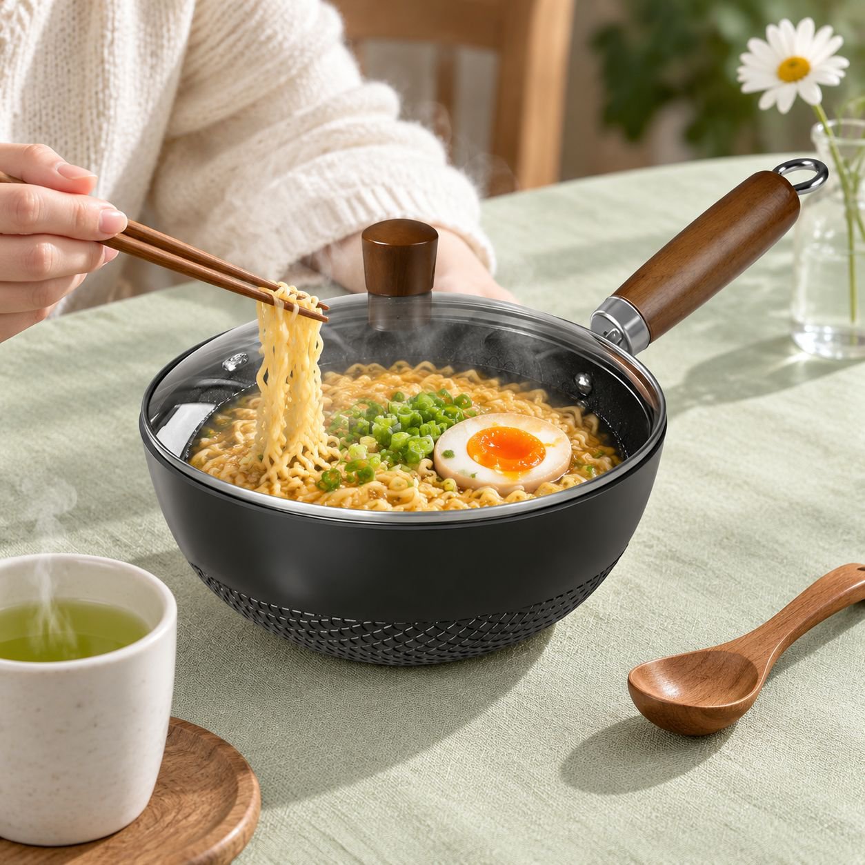 槌目模様が特徴的な丈夫な鉄製スープ鍋