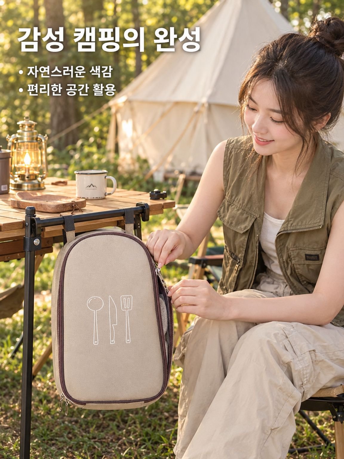 야외 식기 다기능 수납 가방