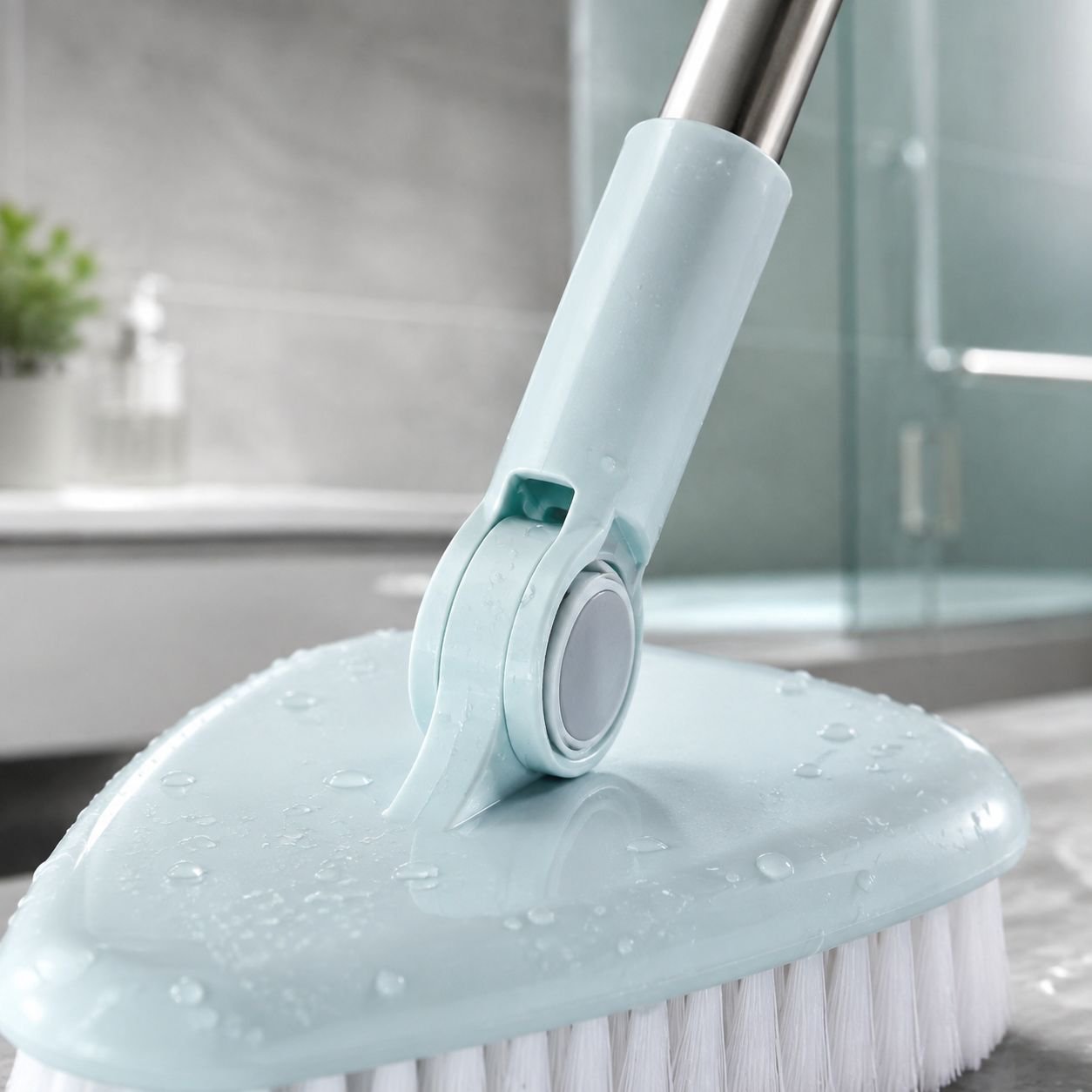 Efficient floor scrub brush for bathroom use