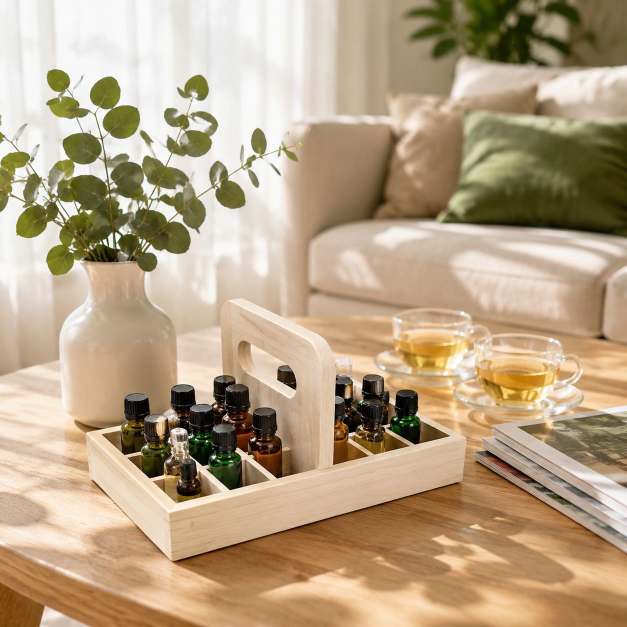 Portable essential oil organizer box for home and travel