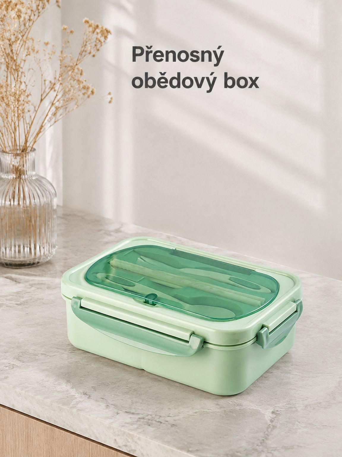 Přenosný třívrstvý obědový box