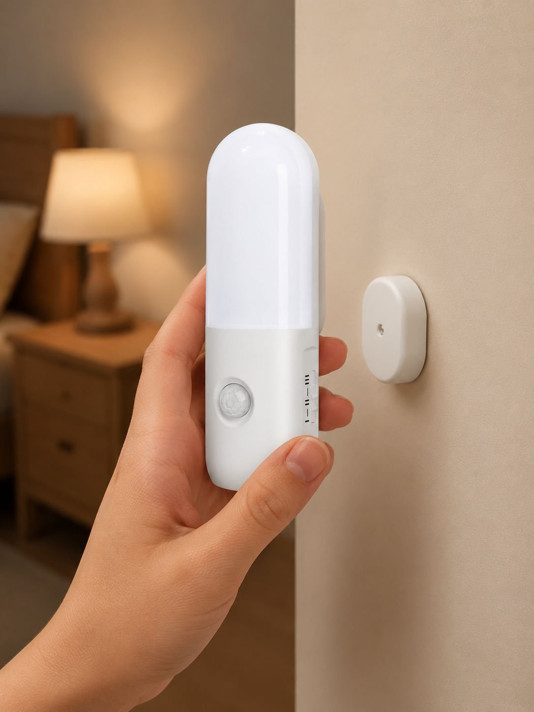 Portable motion sensor night light for bedrooms