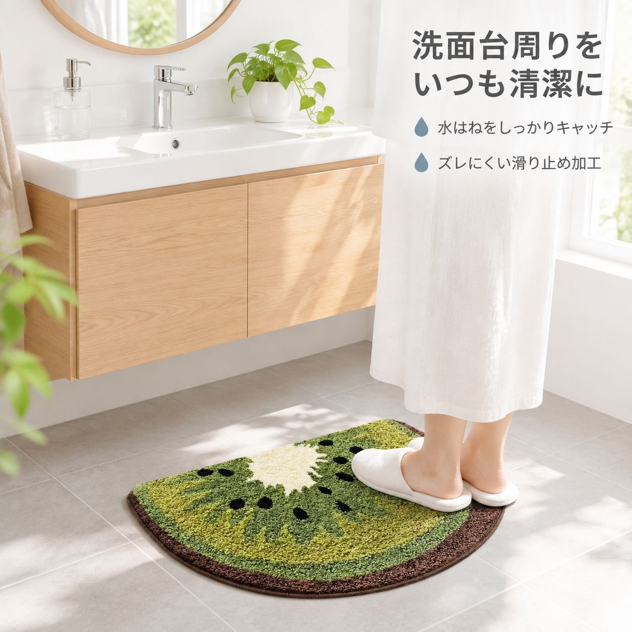 変形フェイクウールバスマット