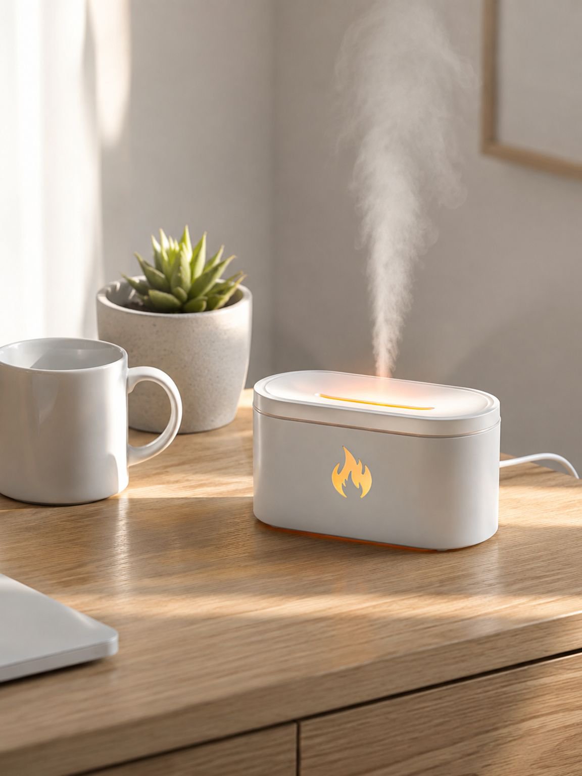 New Colorful Simulation Flame Aroma Diffuser USB Plug-in Home Desktop Ambient Night Light Atomizing 