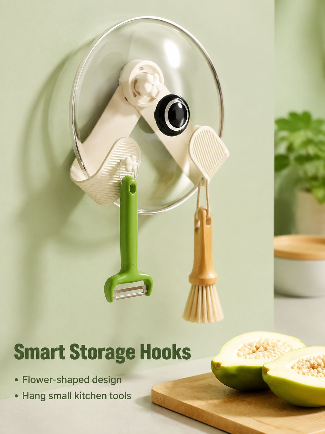 Non perforated suction cup wall mounted pot lid rack