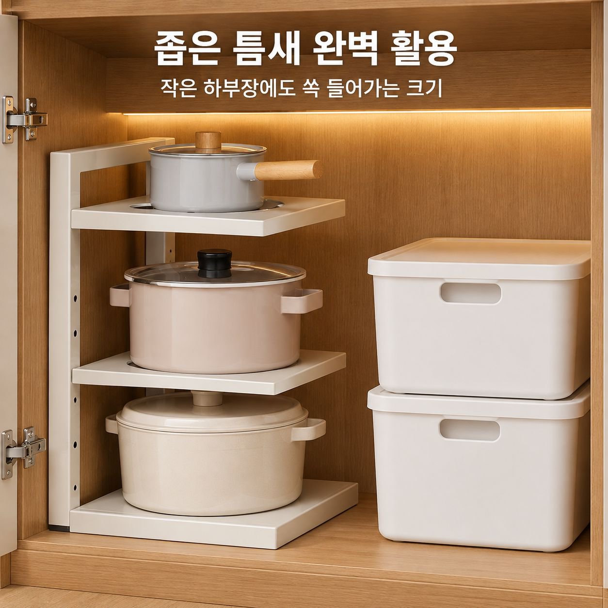 주방 다용도 다층 냄비 정리대 싱크대 하부장 스탠드 프라이팬 수납 선반