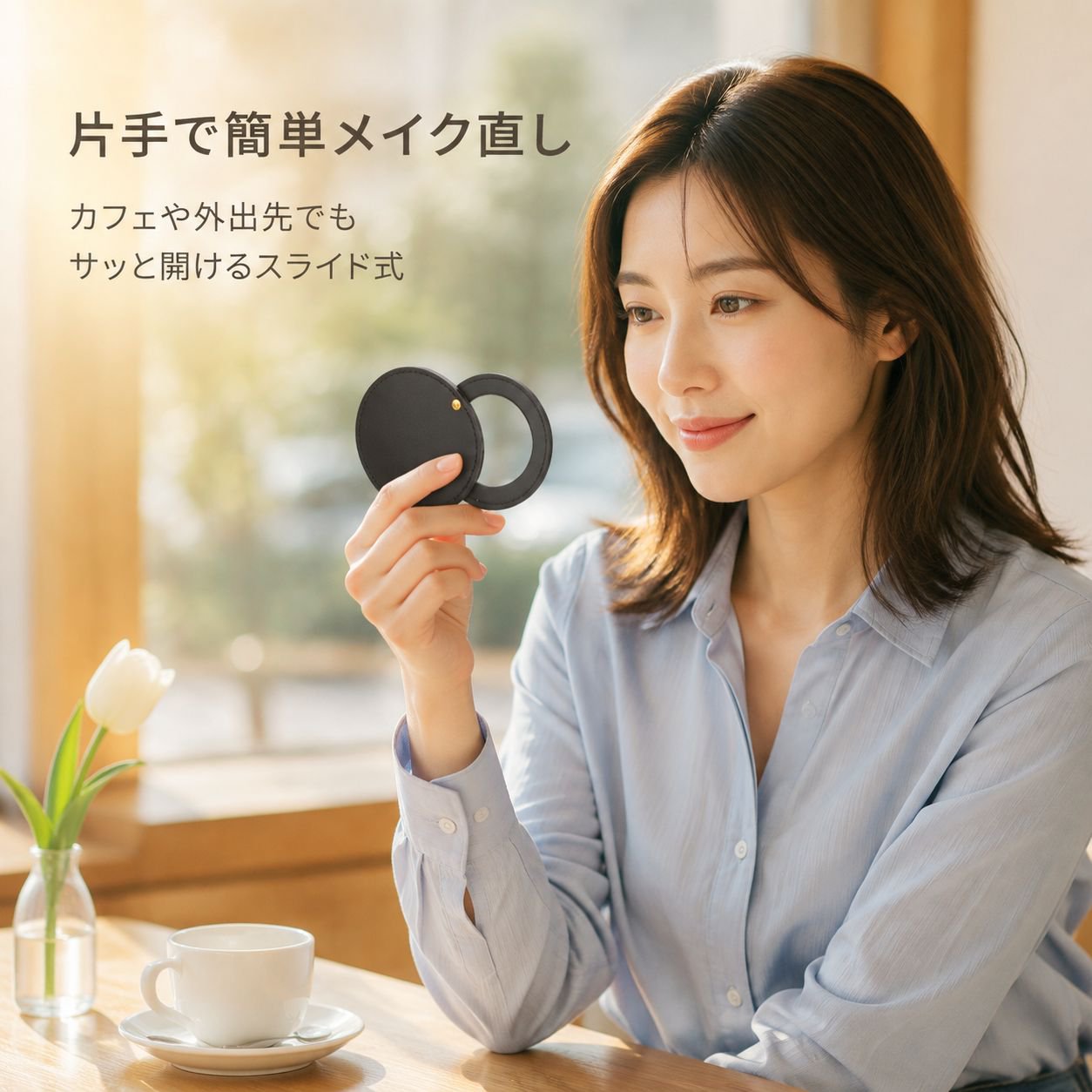回転式丸型PUミニミラー