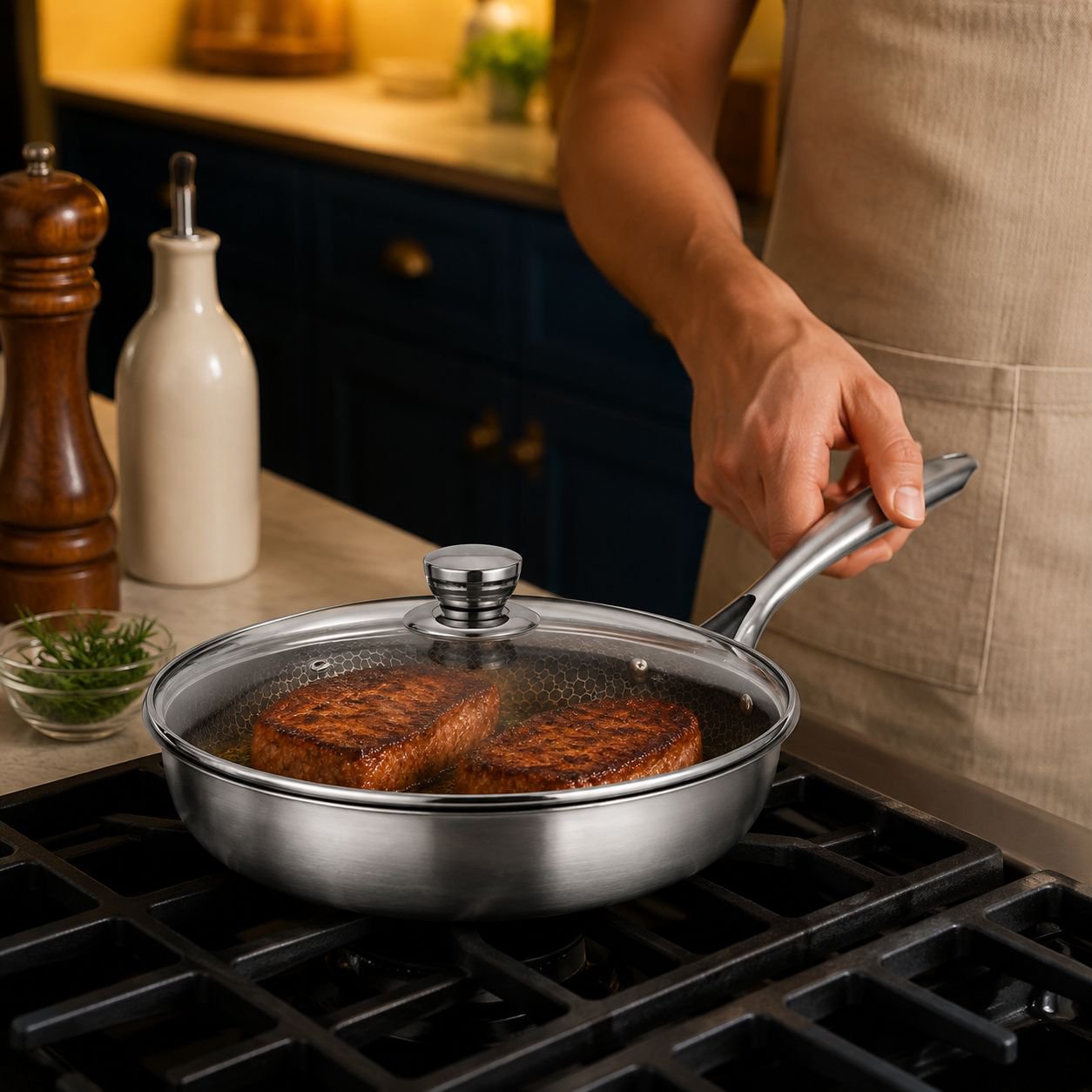 Sartén multifuncional de acero inoxidable de alta calidad y saludable
