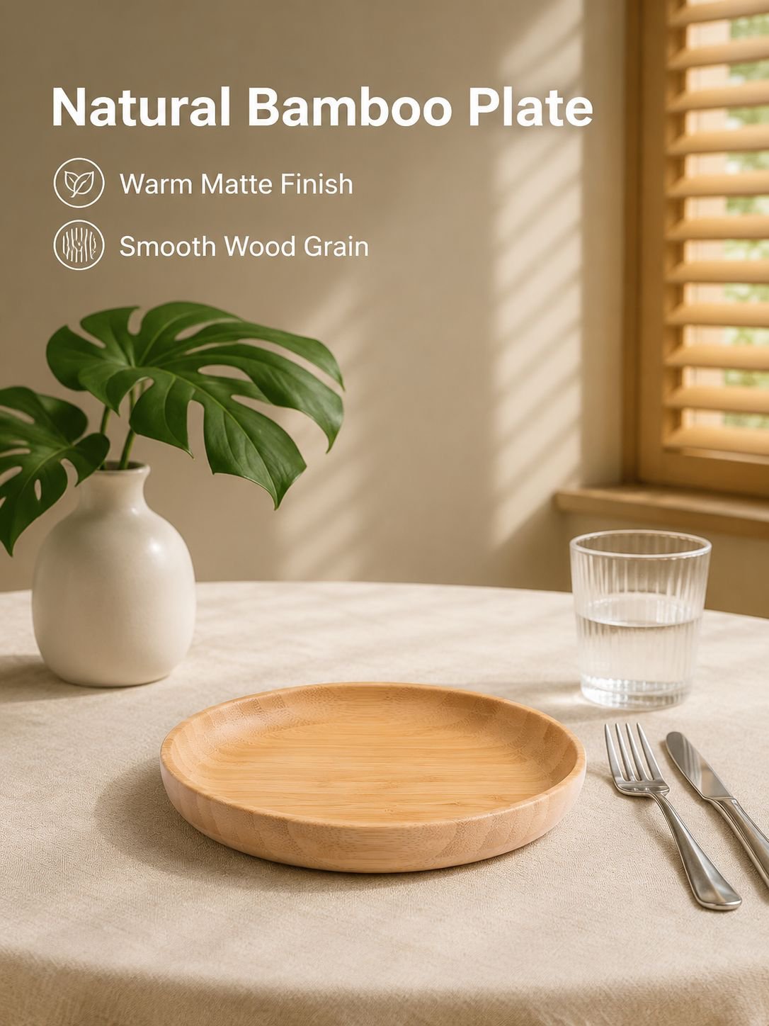 Round wooden dining plate