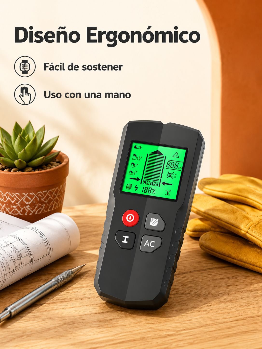 Detector 5 en 1 para Pared (Tornillos/Metales/Cables)