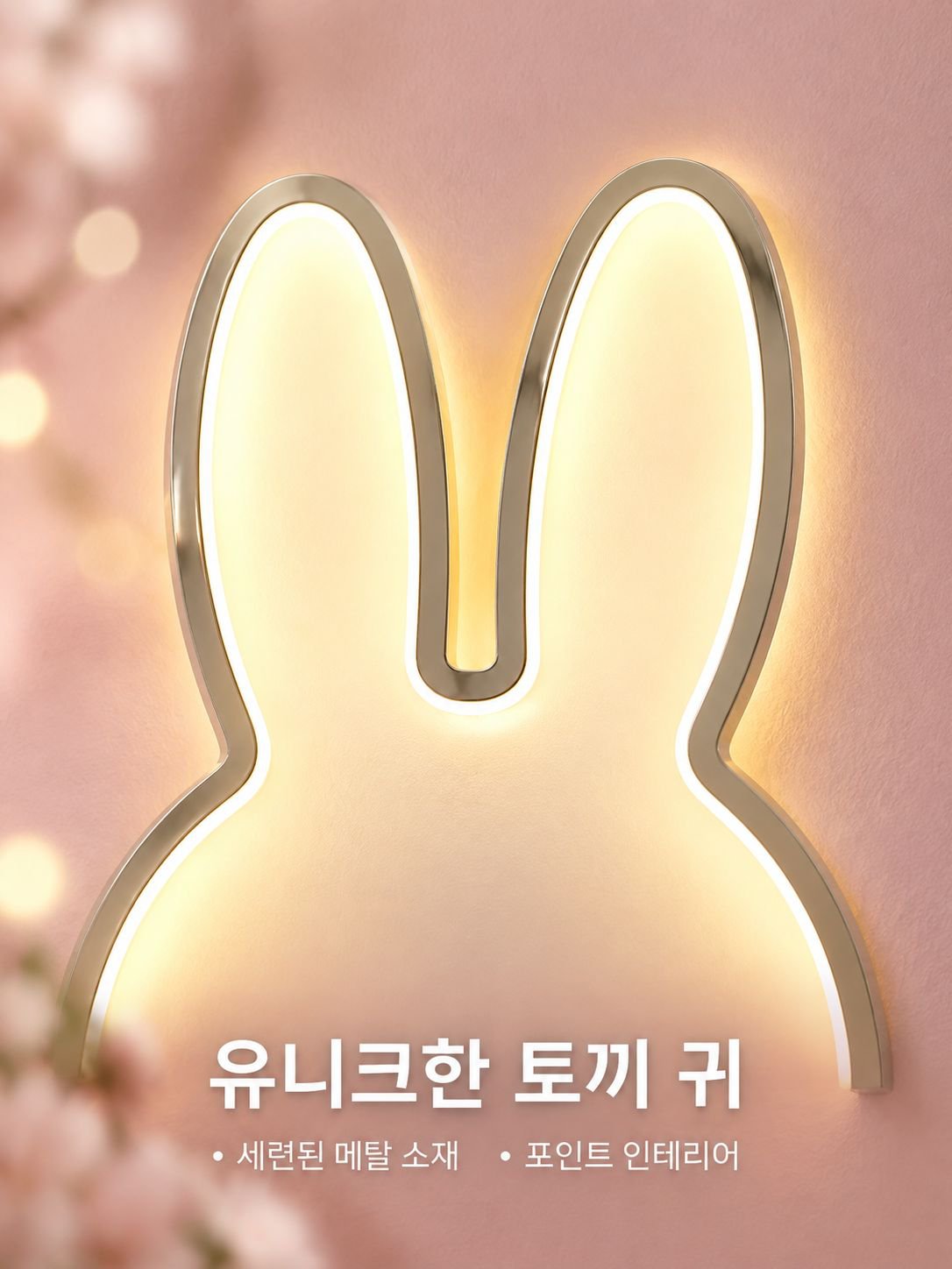 귀여운 토끼귀 벽조명 창의적인 무드등