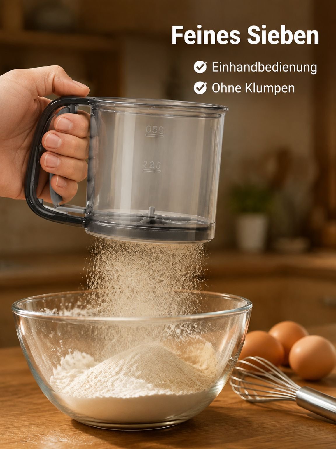 Halbautomatisches Mehlsieb mit Pressfunktion