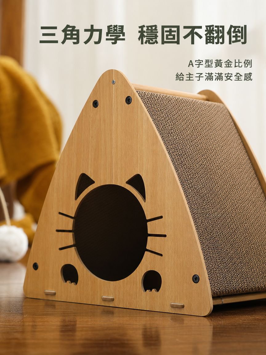 三角木質瓦楞紙貓窩