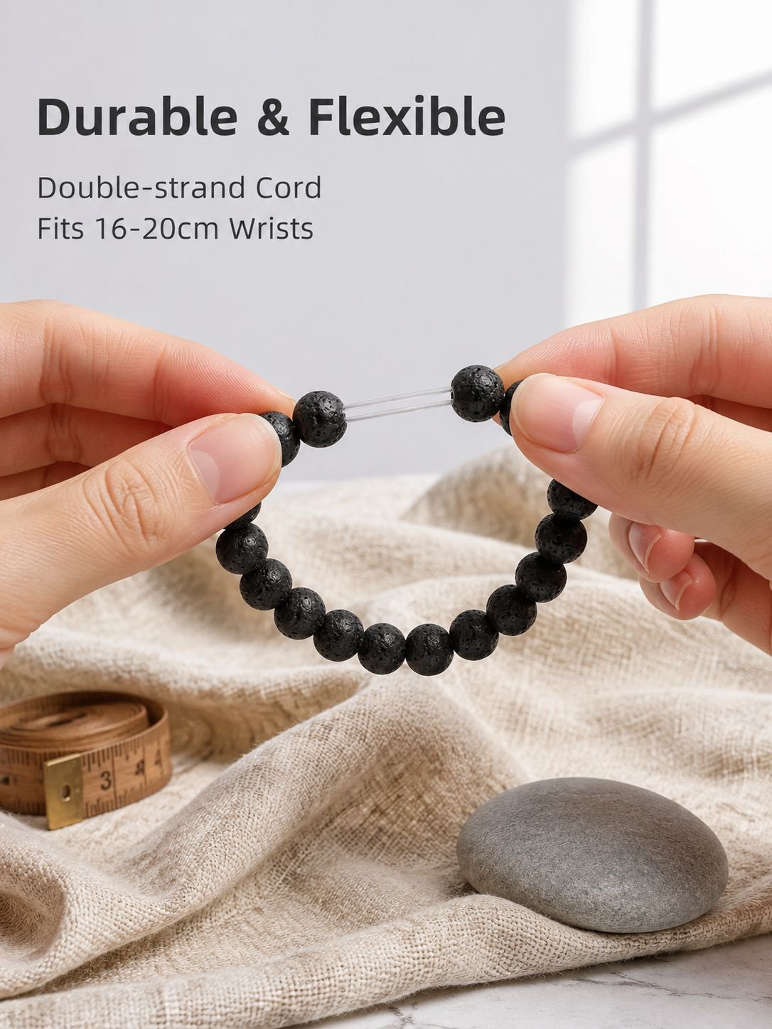 4pcs Gorgeous Stone Healing Crystal Elastic Bead Bracelets, Tiger Eye Stone, Volcanic Stone, White T