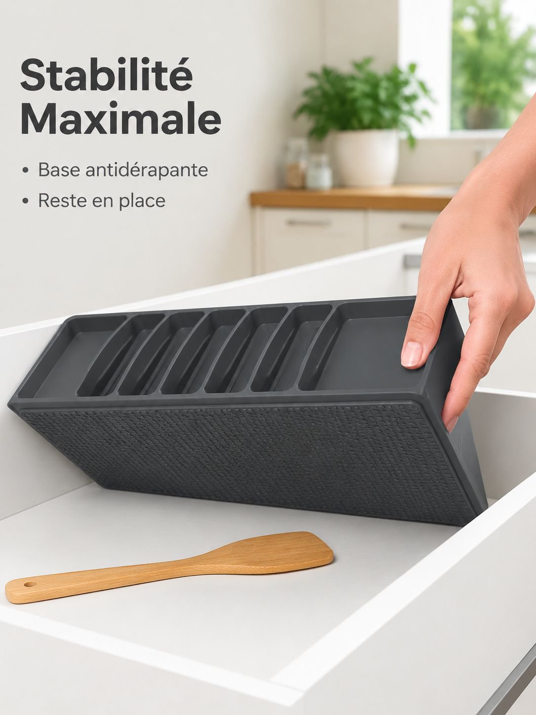 Boîte de rangement en silicone pour cuisine, séparateur de tiroir pour couverts