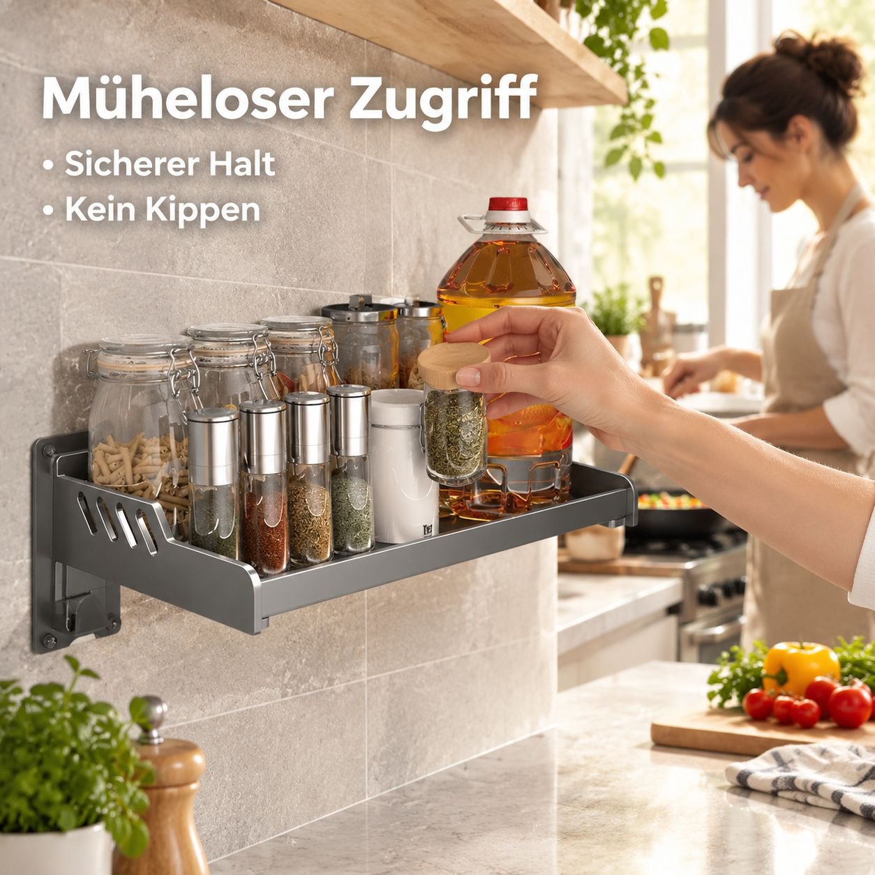 Hängendes Küchenregal für Gewürze – Bohrenfreie Montage