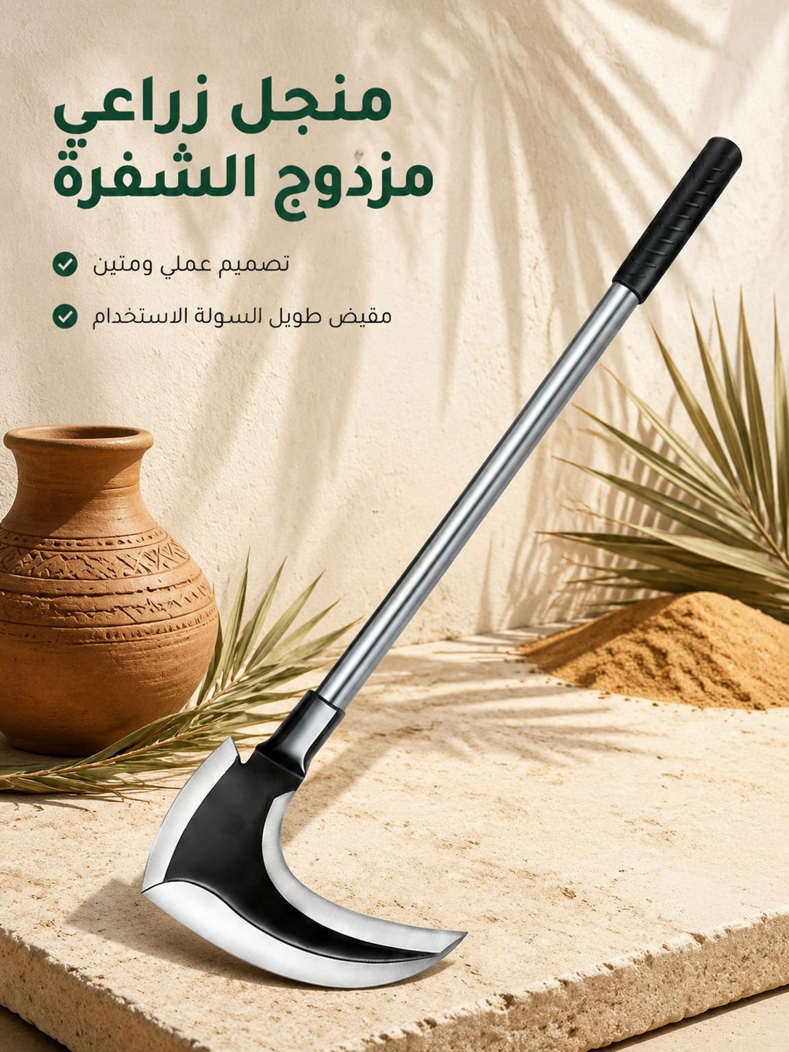 منجل فولاذي متعدد الوظائف ذو شفرة مزدوجة