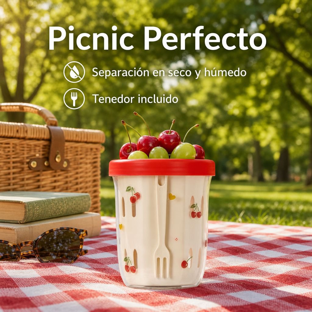 Vaso portátil de batido de frutas tipo caricatura con tenedor