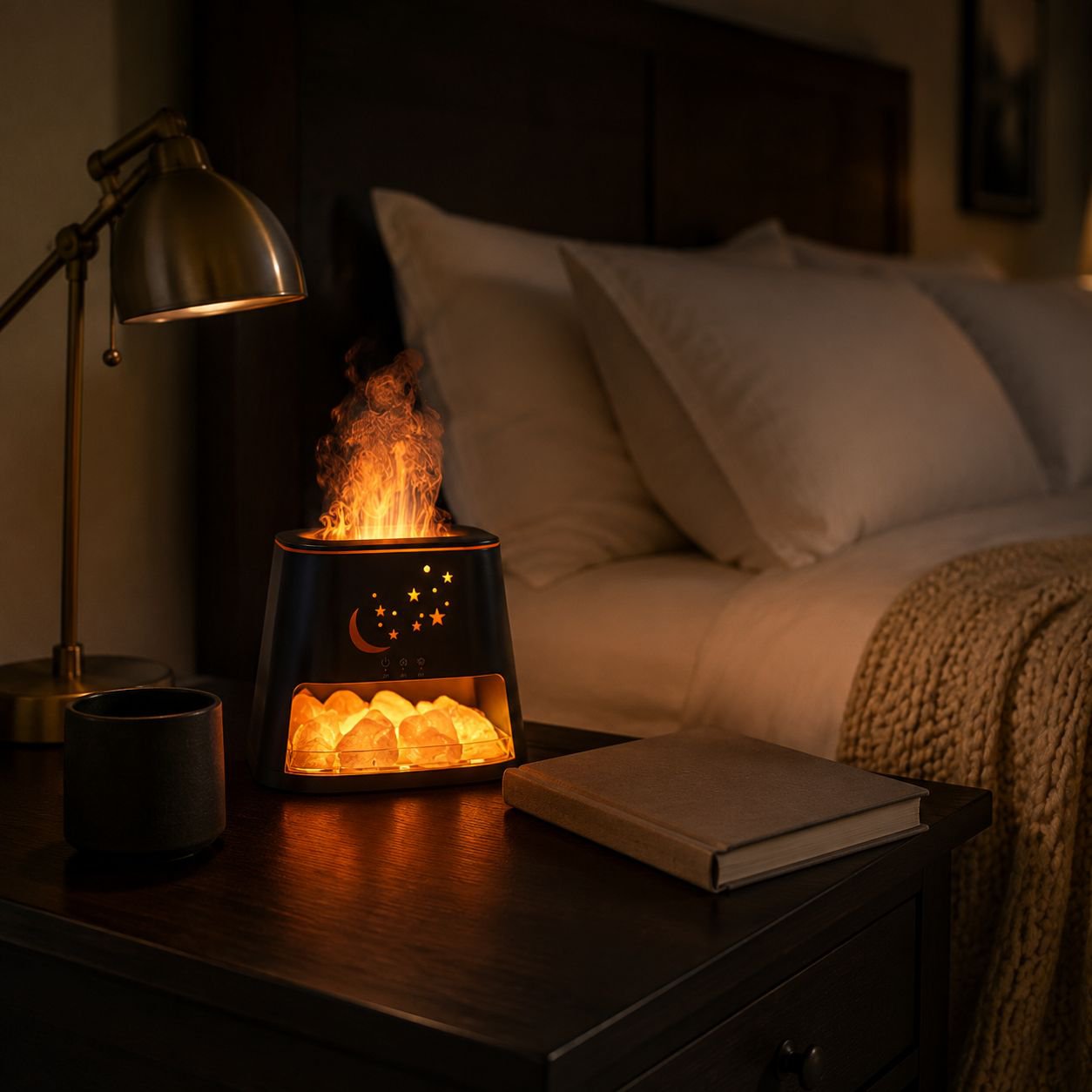 Natural Rock Salt Bonfire Aromatherapy Lamp Ultrasonic Humidifier