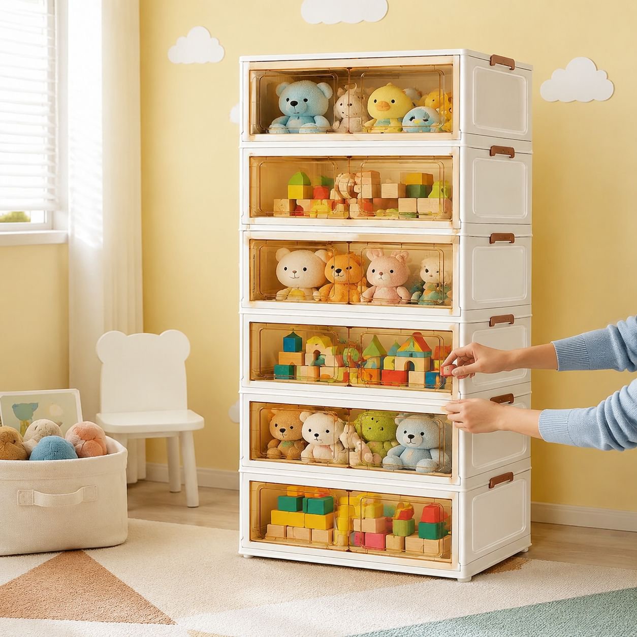 Home Multi-layer Folding Storage Cabinet, No Installation Simple Storage Box