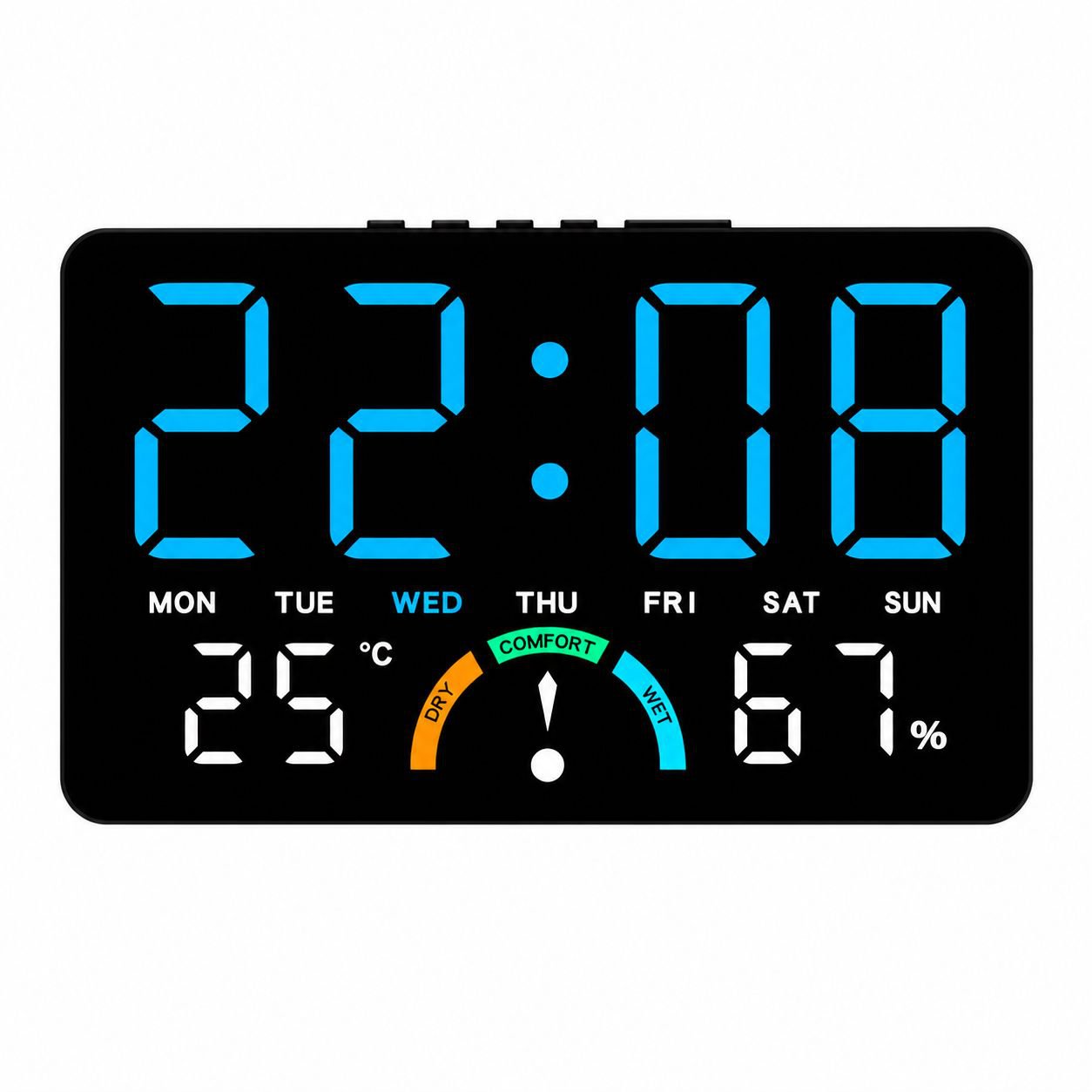 Multifunctional Digital Alarm Clock with Color Comfort Meter and Large Display