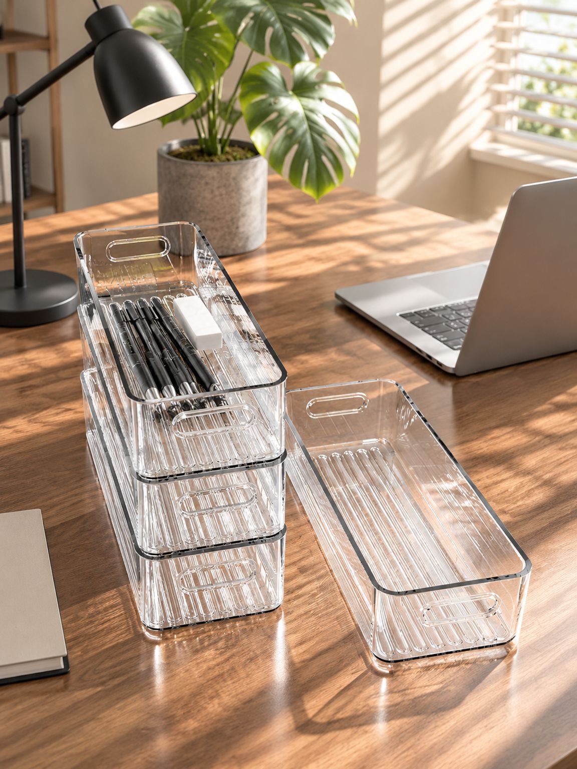 Caja rectangular de acrílico para papelería
