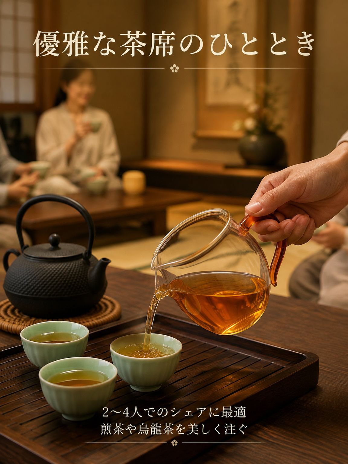 柄付きろ過ガラス茶器