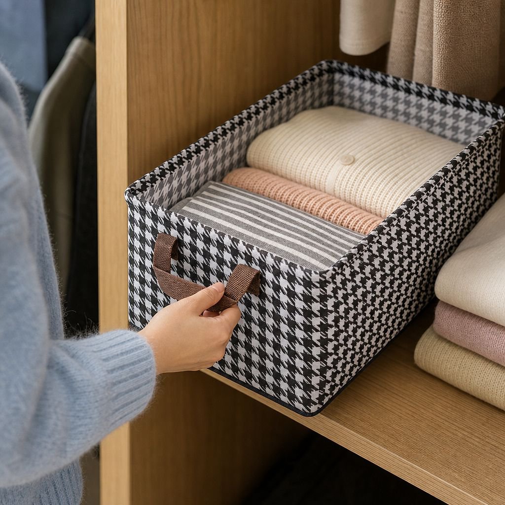 Space-saving foldable organizer box for closet